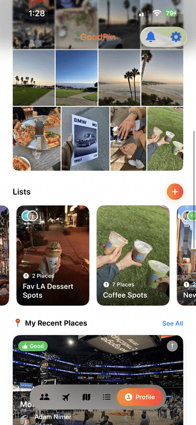 Recent friend pins view