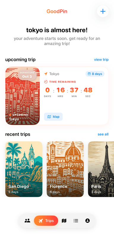 Trip home with countdown